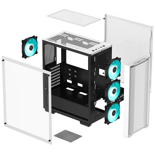 cumpără Carcasa Case Middletower Deepcool CC560 WH ATX White, no PSU, Side panel Tempered Glass,  2xUSB3.,1xUSB2.0, Audio, Pre-Installed LED Fans: Front 3X120mm, Rear 1X140mm (carcasa/корпус) în Chișinău 