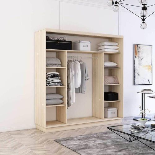 купить Шкаф Mobildor-Lux Fox uși glisante din PAL cu elemente din oglindă (230x60x240H cm) Sonoma в Кишинёве 