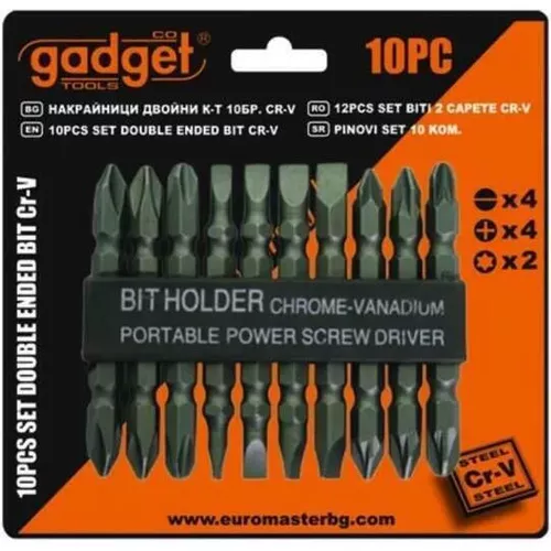 купить Набор головок, бит, насадок Gadget tools 390507 10 бит с 2 головками, Cr-V в Кишинёве 