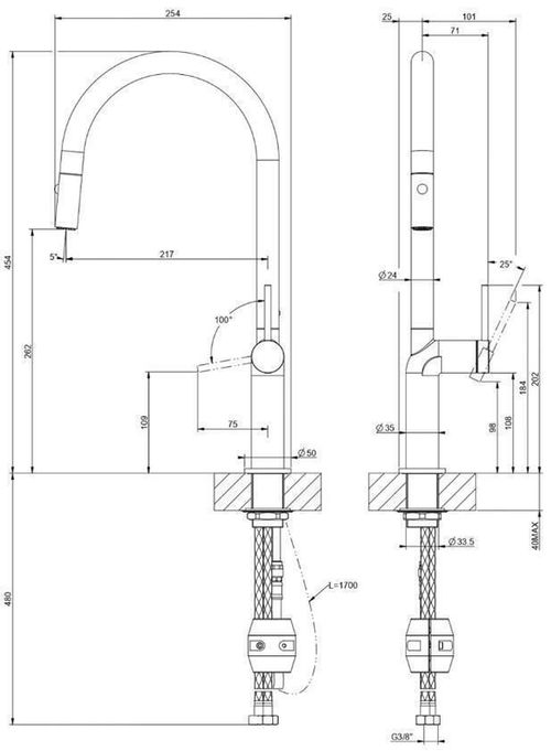 купить Смеситель кухонный Gessi 60303-275 Stelo Matte Cipria в Кишинёве 