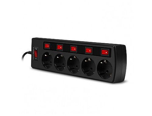 cumpără Фильтр импульсных помех SVEN SF-05PL 5 sockets with individual switches, Black, 1.8m (Priza cu protectie - prelungitor/basic surge protection) în Chișinău 