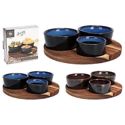 купить Аксессуар для кухни Excellent Houseware 51392 Набор для аперитива 4единицы, подставка деревянная  D20см в Кишинёве 
