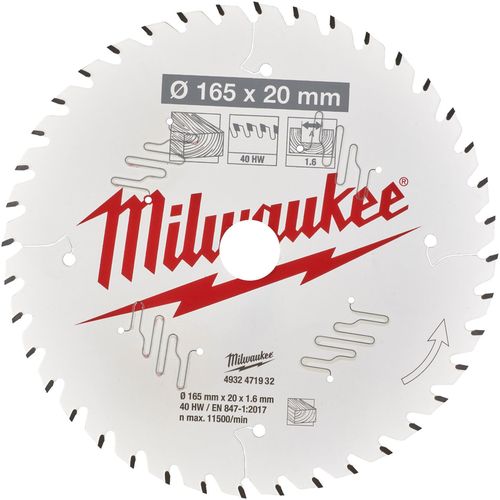 купить Диск отрезной Milwaukee 4932471932 Panza de fierestrau circular, 165x20mm, Z40 в Кишинёве 