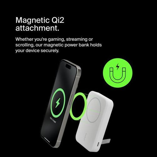 cumpără Acumulator extern USB (Powerbank) Belkin BPD007BTWH 8k Qi2 MagSafe Compatible Powerbank with Kickstand, White în Chișinău 