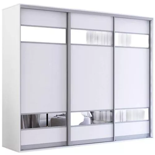 купить Шкаф Mobildor-Lux Раздвижные двери Fox из ДСП с зеркальными элементами (240x60x230H см) Белый в Кишинёве 