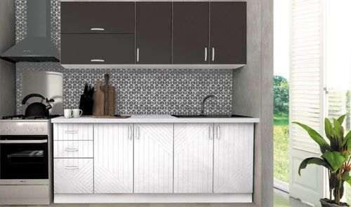 cumpără Mobilă pentru bucatarie Modern Paola 2.0m White Gloss/Anthracite/White în Chișinău 