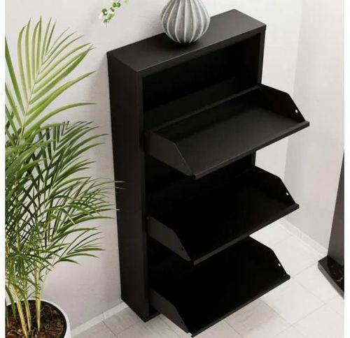 cumpără Raft pentru încălțăminte Trendy 3 Piece Metal-Black, 50x103x15cm în Chișinău 