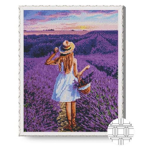 купить Картина по номерам Art Gallery QB205201 Mozaic cu diamante patrate 40x50cm Fata intr-un camp de lavanda в Кишинёве 