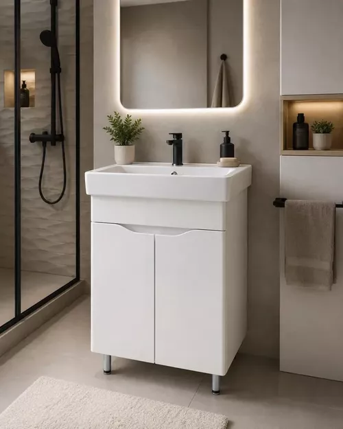 cumpără Dulap pentru lavoar Mashtab 22274 Print (ML) cu 2 uși 550x470x850 Alb lucios în Chișinău 