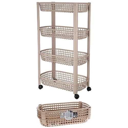 cumpără Etajeră Excellent Houseware 55536 Etajera 4 rafturi 46.5x26x79cm, cu roti, maro în Chișinău 
