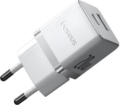 cumpără Încărcător cu fir Baseus P10111608213-00 GaN 1*Type-C+1*USB-A 20W, Palm Series, Moon White în Chișinău 