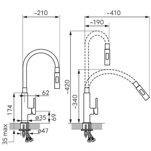 купить Смеситель кухонный Ferro ZUMBA Slim BZA43L (chiuveta plus) albastru в Кишинёве 