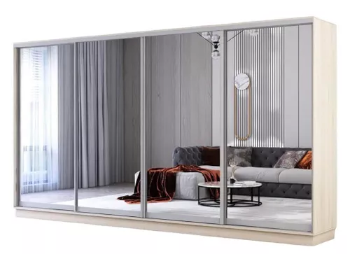 cumpără Dulap Mobildor-Lux Fox uși glisante din oglinzi (370x60x220H cm) Sonoma în Chișinău 