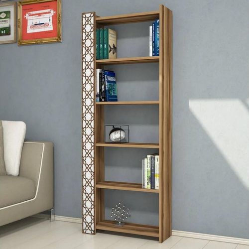 cumpără Raft de birou Trendy Oras, Nuc, Alb 64x170x24cm, raft de carti în Chișinău 