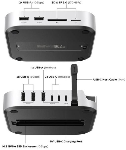 купить Переходник для IT Ugreen 65487 Docking Station 11in1 Mac mini M4, CM841, Gray в Кишинёве 