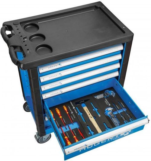 купить Система хранения инструментов Hoegert HT7G056 Тележка инструментальная с 6 ящиками (214 предметов) в Кишинёве 