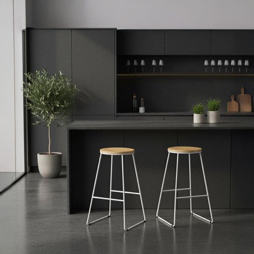 купить Барный стул Jumi FCM-598478 Scaun de bar din lemn, Oak Artisan/Alb в Кишинёве 