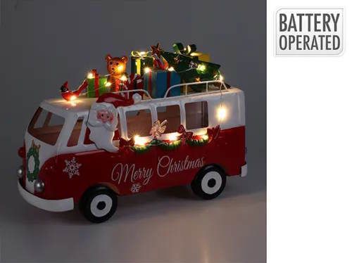 cumpără Decor de Crăciun și Anul Nou Promstore 43426 Suvenir LED Autobuz lui Mos Craciun 31x11x22сm în Chișinău 