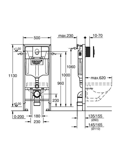 Инсталляция для подвесного унитаза Grohe RAPID SL 3в1 