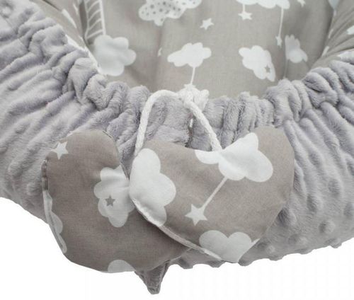 cumpără Cocon pentru bebelusi New Baby 42796 Кокон с подушкой и покрывалом Minky Clouds grey în Chișinău 
