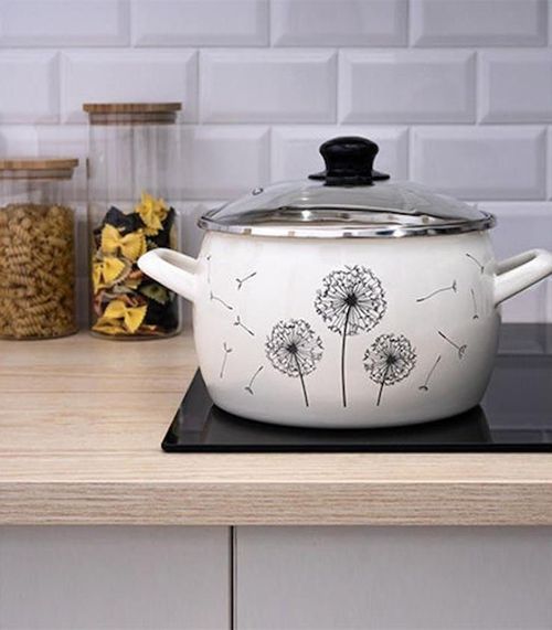 купить Кастрюля Metalac 51732 emailata Papadie 22cm, 5.7l, capac din sticla в Кишинёве 