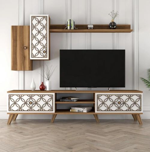 cumpără Set mobilă living Trendy Clasa S, Nuc, Alb 180x44x35cm în Chișinău 