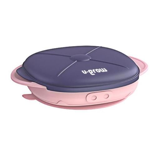 купить Посуда для кормления U-Grow UG-239PP Farfurie din silicon cu ventuza si capac, mov-roz в Кишинёве 