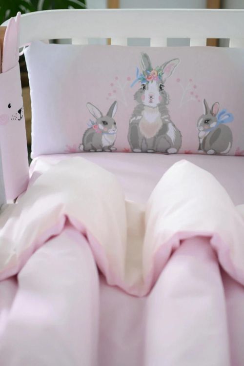 cumpără Lenjerie de pat pentru copii Veres 217.12 Summer bunny pink -new (6ед.) în Chișinău 