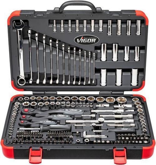 cumpără Set de unelte de mână Vigor V3277N, ключи, головоки-воротки 1/2", 3/8" и 1/4" 212 пр. în Chișinău 