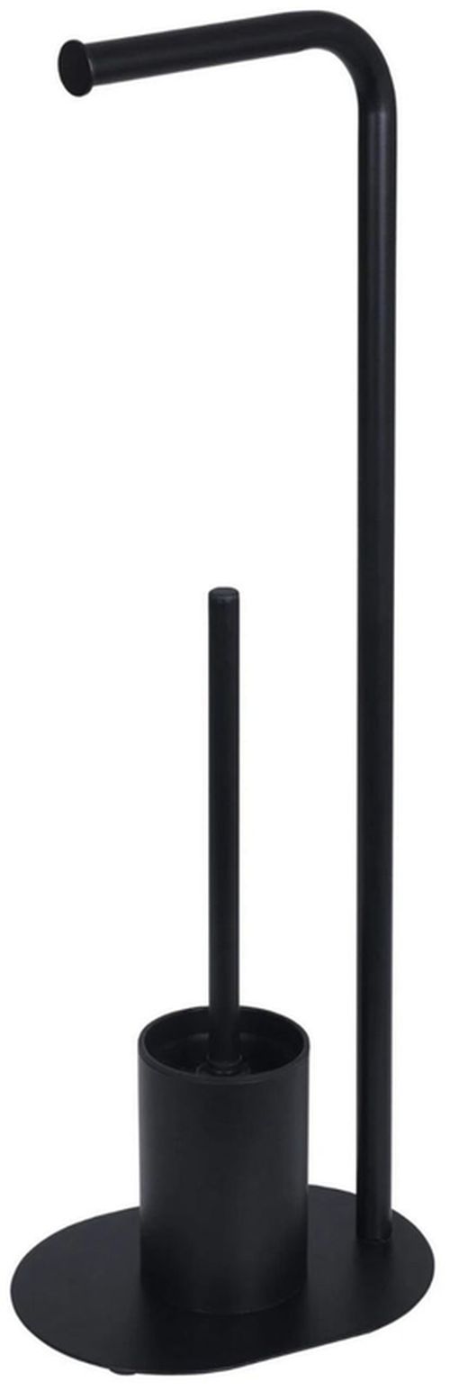купить Аксессуар для туалета Bisk 08309 Suport stationar p/u hartie igienica cu perie WC NERO в Кишинёве 