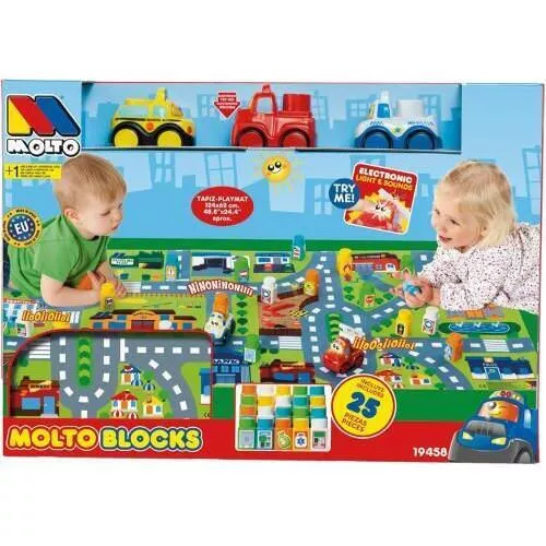купить Игровой комплекс для детей Molto 19458 Игровой набор car block set + playmat 24pcs в Кишинёве 