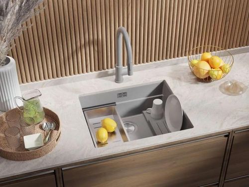 купить Мойка кухонная Primagran Prague 60 Step Level Undermount Grey + accesorii 470x560 MPSKS#P в Кишинёве 