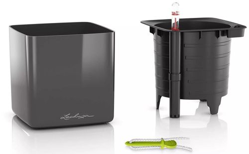 купить Цветочный горшок Lechuza Cube Glossy 16, Charcoal в Кишинёве 