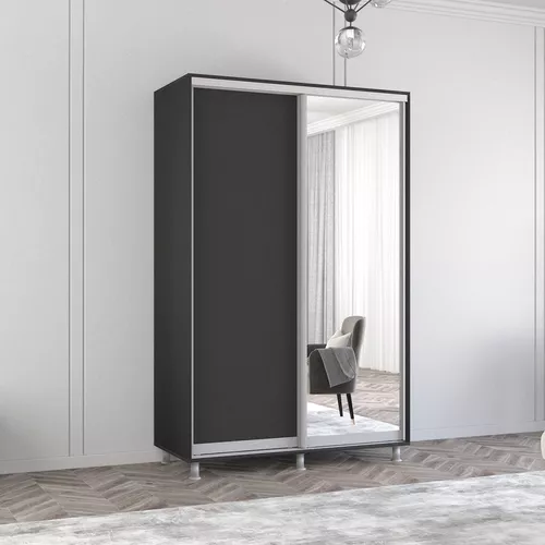 cumpără Dulap Mobildor-Lux Aron cu uși glisante din oglindă și PAL (150x60x200H cm) Anthracite în Chișinău 