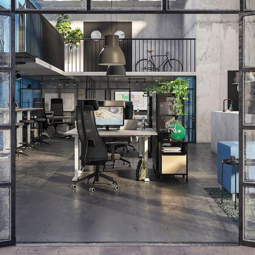 cumpără Masă de birou Ikea Rodulf cu înălțime electro-reglabilă 140x80 (Gri/Alb) în Chișinău 