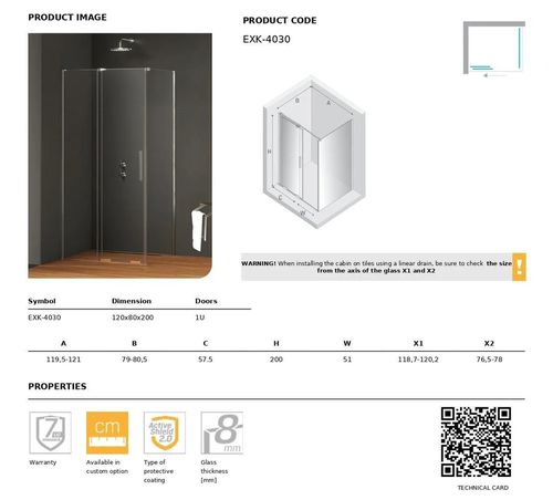 cumpără Cabină de duș New Trendy Smart Rectangular 120x80x200 8mm EXK-4030 în Chișinău 