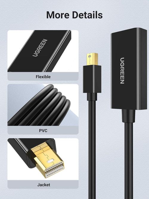 купить Переходник для IT Ugreen 40360 Adapter MiniDp to HDMI 4K*2K@60Hz 0.15M MD112, Black в Кишинёве 