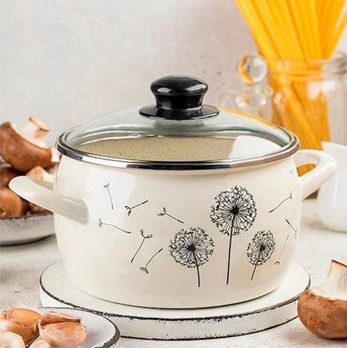 cumpără Cratiță Promstore 51731 Cratita emailata Papadie 18cm, 3.3l, capac din sticla în Chișinău 