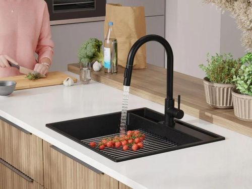 купить Мойка кухонная Primagran Oslo 60 Pocket Multilevel Black metallic+ accesorii 530x580 MOCKB в Кишинёве 