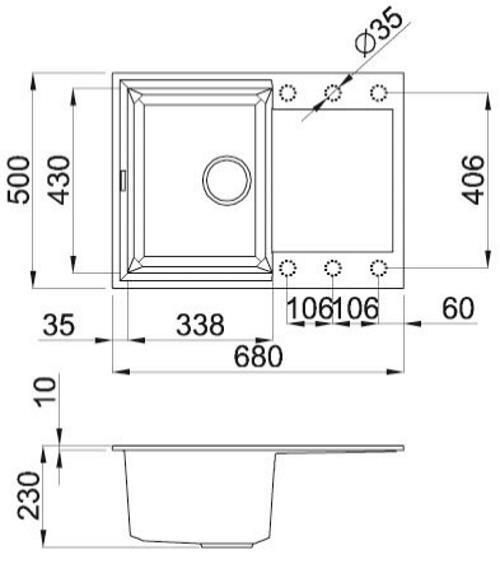 купить Мойка кухонная Elleci EASY 135 (680x500 mm) 40 full black в Кишинёве 