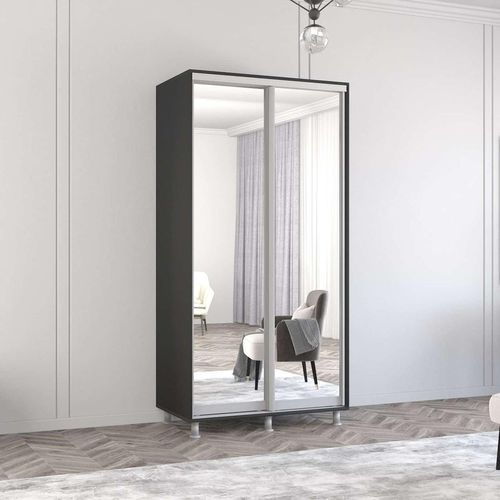 cumpără Dulap Mobildor-Lux Aron-S uși glisante din oglinzi (110x60x210H cm) Anthracite în Chișinău 