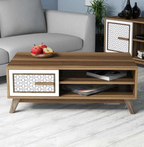 cumpără Măsuţă cafea Trendy Ayla, Nuc, Alb 105x38x60cm în Chișinău 