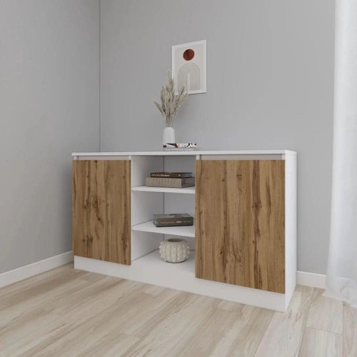 cumpără Comodă Smartex (16255) Т5 140cm Alb+Stejar inchis în Chișinău 