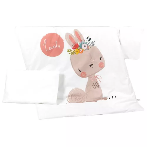 купить Детское постельное белье PernaMea Set lenjerie 3 piese Premium Iepuras roz (PM.100469/3) в Кишинёве 