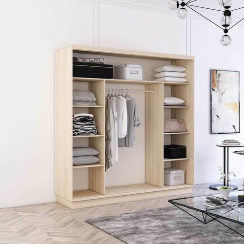 cumpără Dulap Mobildor-Lux Fox uși glisante din PAL cu elemente din oglindă (210x60x200H cm) Sonoma în Chișinău 