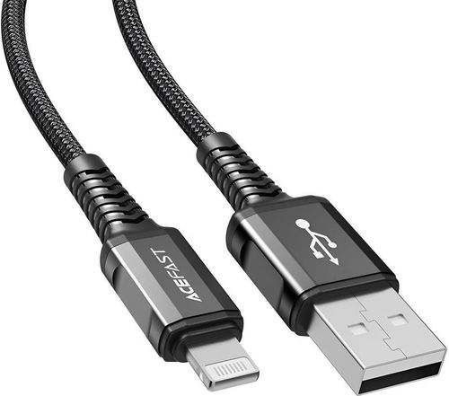 купить Кабель для IT Acefast C1-02, USB to Lightning MFI 2.4A 1.2m Aluminum Alloy, Black в Кишинёве 