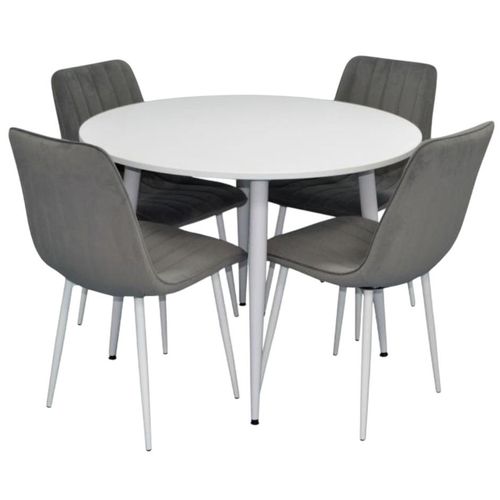 купить Комплект стол и стулья Evelin di Costacurta стол DT-402-5WH + 4 стула XR-154Wh Light Grey52 (velur) в Кишинёве 