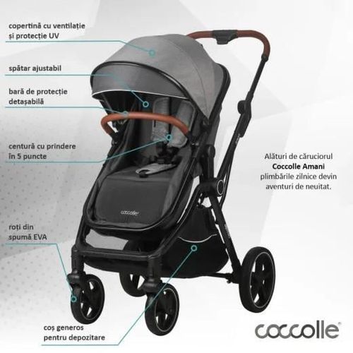 cumpără Сărucior pentru copii Coccolle Amani iSize Anthracite, 3in1 cu landou transformabil în Chișinău 