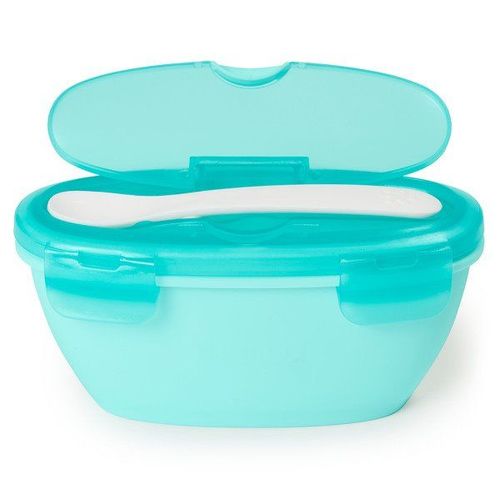 Set de calatorie pentru hranire (bol + lingurita) Skip Hop Soft Turquoise 