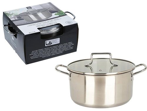 cumpără Cratiță Excellent Houseware 55422 cu capac de sticla 3.85l, D22x11cm, inox în Chișinău 